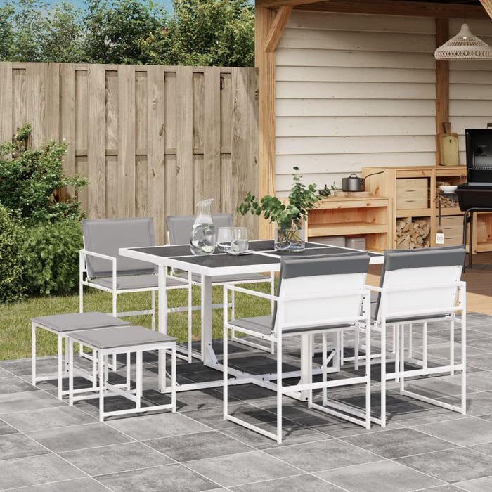 Set da Pranzo da Giardino 9 pz con Cuscini Bianco in Textilene 3295098