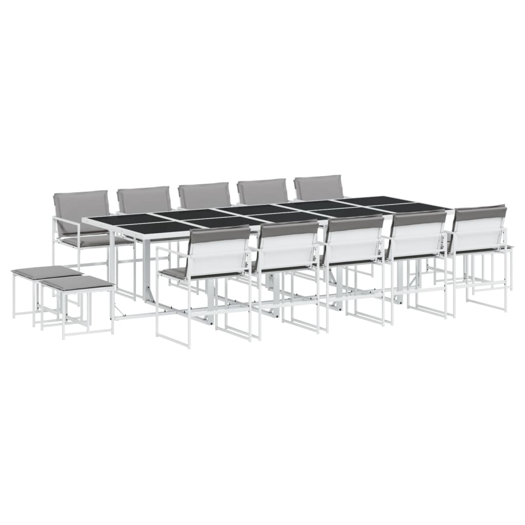 Set da Pranzo da Giardino 15 pz con Cuscini Bianco in Textilene 3295101