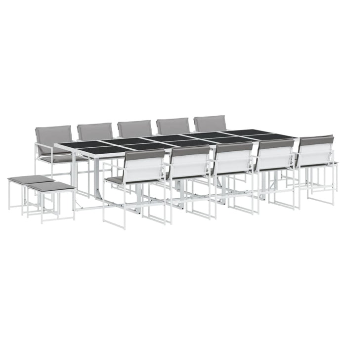 Set da Pranzo da Giardino 15 pz con Cuscini Bianco in Textilene 3295101