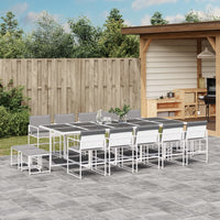 Set da Pranzo da Giardino 15 pz con Cuscini Bianco in Textilene 3295101