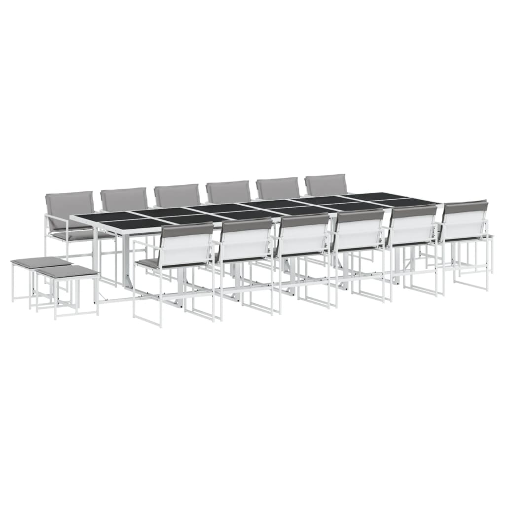 Set da Pranzo da Giardino 17 pz con Cuscini Bianco in Textilene 3295102