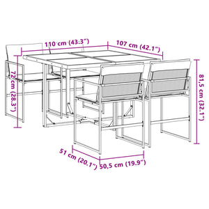 Set da Pranzo da Giardino 5 pz con Cuscini Bianco in Textilene 3295103