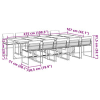 Set da Pranzo da Giardino 11 pz con Cuscini Bianco in Textilene 3295106