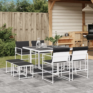 Set da Pranzo da Giardino 9 pz con Cuscini Bianco in Textilene 3295113