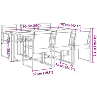 Set da Pranzo da Giardino 7 pz Nero in Textilene 3295119