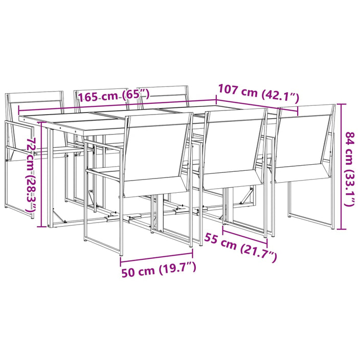 Set da Pranzo da Giardino 7 pz Nero in Textilene 3295119