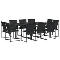 Set da Pranzo da Giardino 11 pz Nero in Textilene 3295124