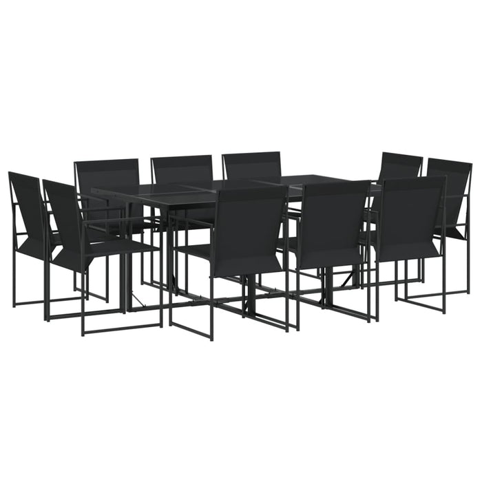 Set da Pranzo da Giardino 11 pz Nero in Textilene 3295124