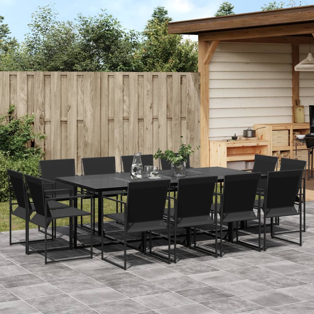 Set da Pranzo da Giardino 13 pz Nero in Textilene 3295125