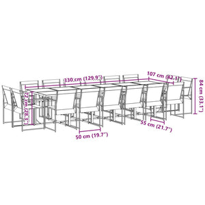 Set da Pranzo da Giardino 17 pz Nero in Textilene 3295127