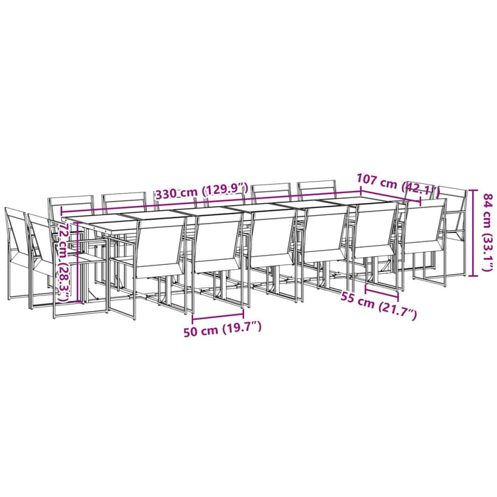 Set da Pranzo da Giardino 17 pz Nero in Textilene 3295127