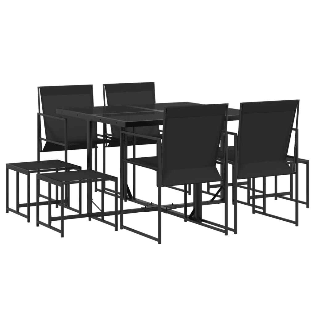 Set da Pranzo da Giardino 9 pz Nero in Textilene 3295128