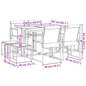 Set da Pranzo da Giardino 9 pz Nero in Textilene 3295128