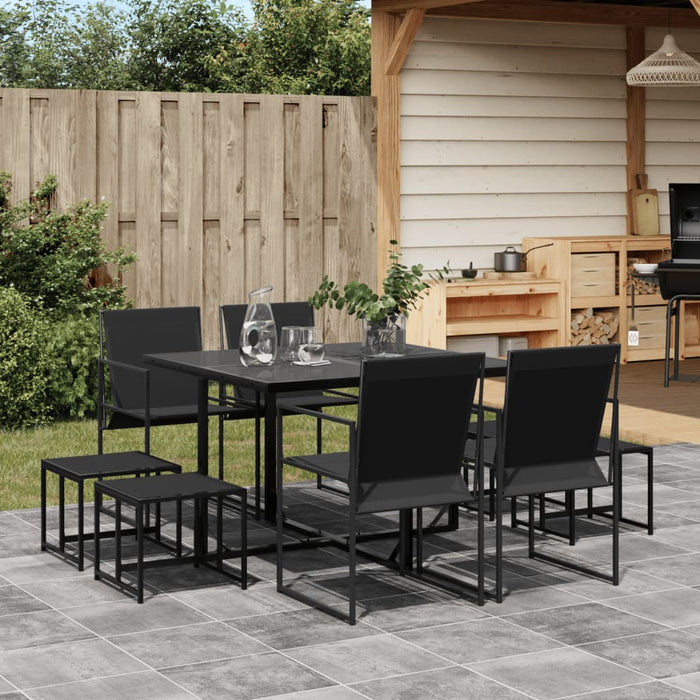 Set da Pranzo da Giardino 9 pz Nero in Textilene 3295128