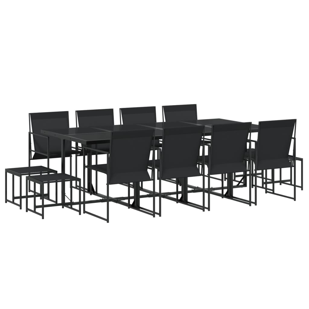 Set da Pranzo da Giardino 13 pz Nero in Textilene 3295130