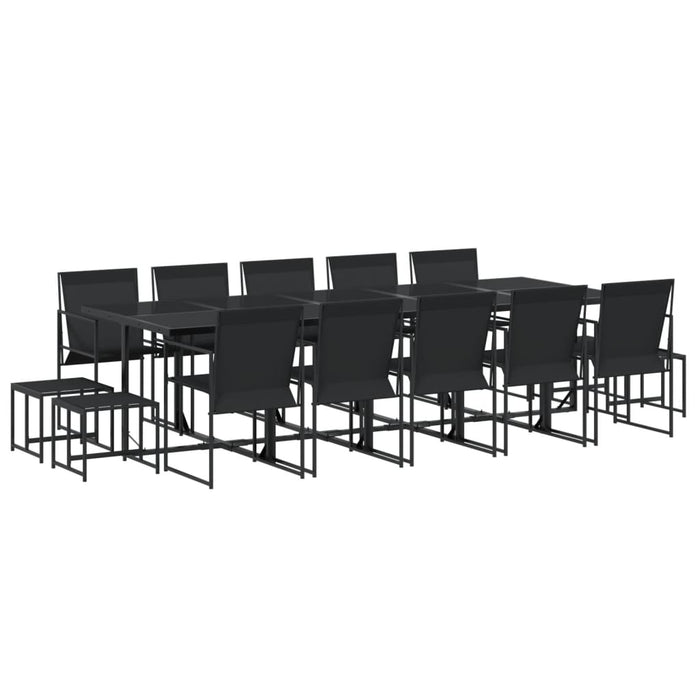 Set da Pranzo da Giardino 15 pz Nero in Textilene 3295131