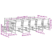 Set da Pranzo da Giardino 15 pz Nero in Textilene 3295131