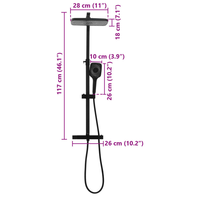 Set Soffione Doccia Duale con Miscelatore e Tubo Ottone Nero 4013454