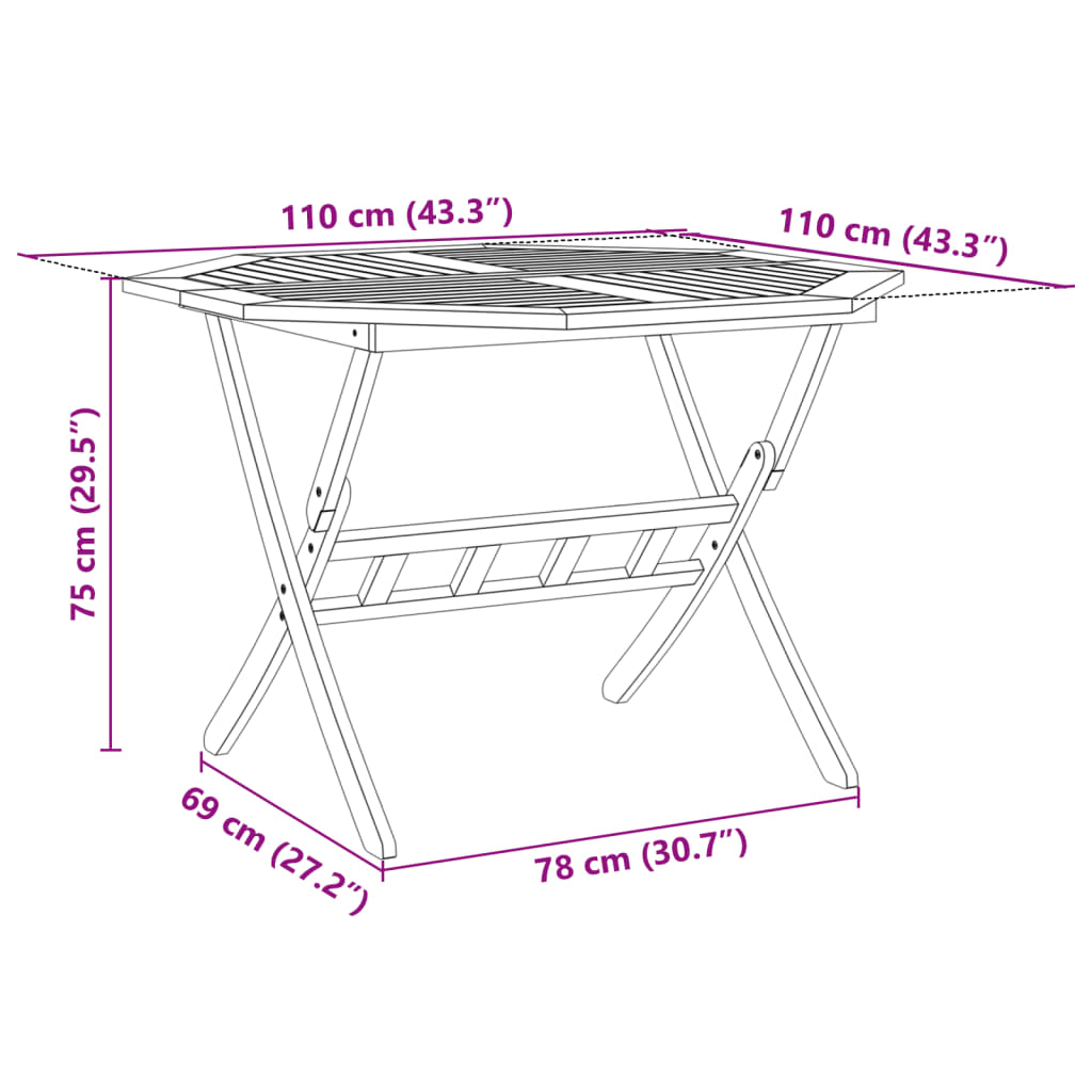 Set Pranzo da Giardino Pieghevole 5pz Legno Massello di Acacia 3295249