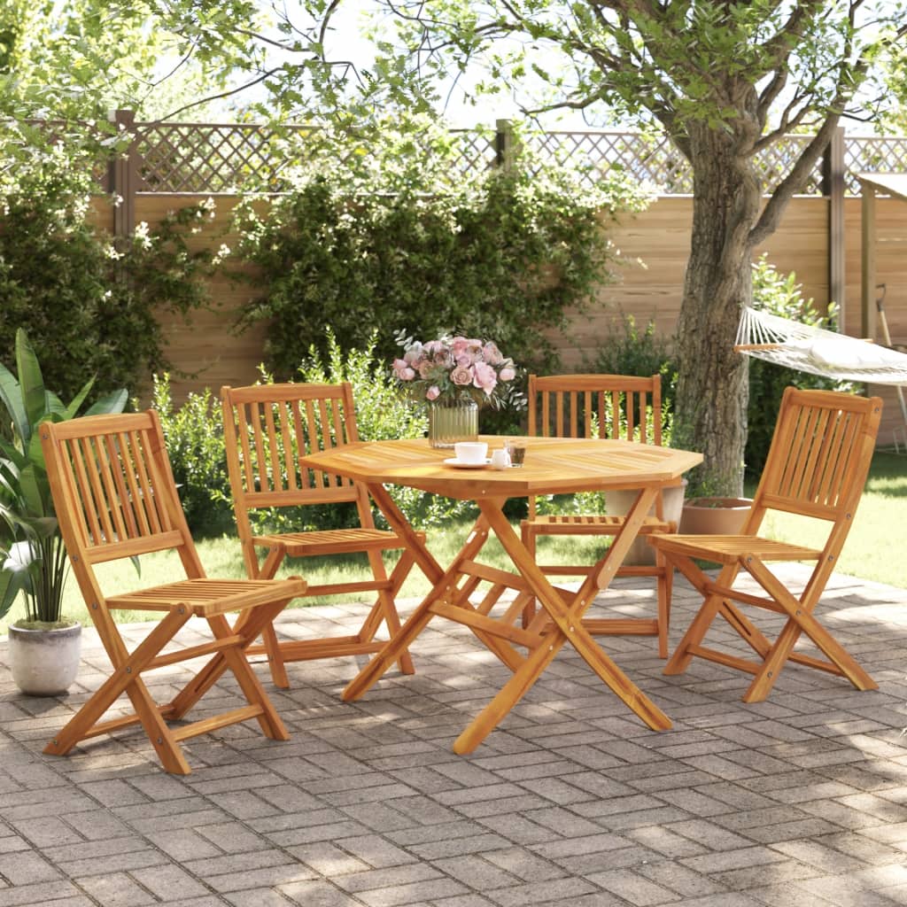 Set Pranzo da Giardino Pieghevole 5pz Legno Massello di Acacia 3295249