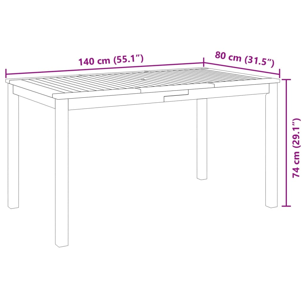 Set da Pranzo per Giardino 5 pz in Legno Massello di Acacia 3295257