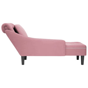 Sdraio con Cuscino e Bracciolo Destro in Velluto Rosa 4009775