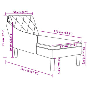 Sdraio con Cuscino e Bracciolo Destro in Tessuto Grigio Scuro 4009844