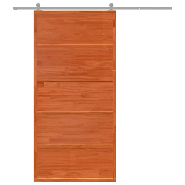 Porta del Granaio Marrone 100x208 cm in Legno Massello di Pino 850631