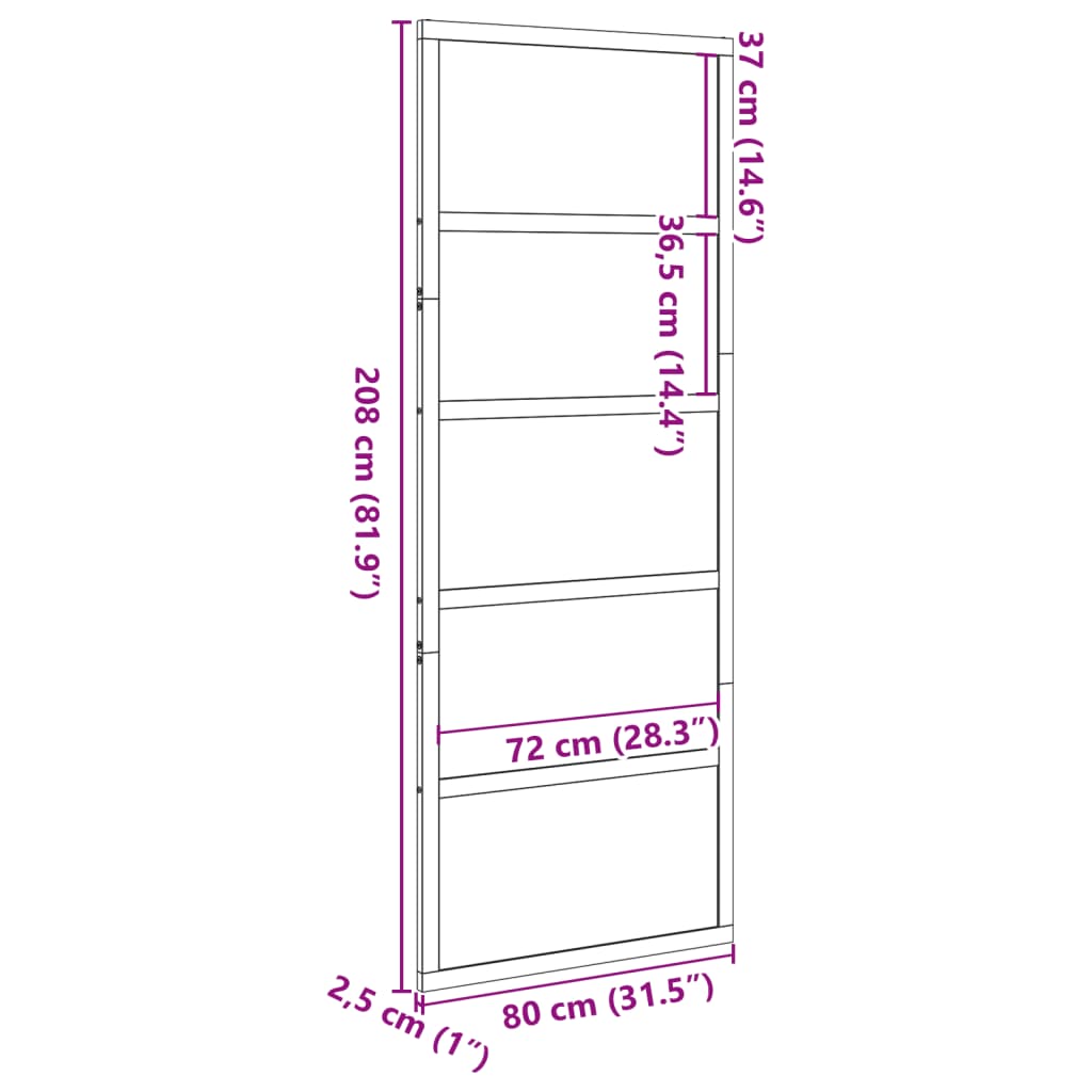 Porta del Granaio Bianca 80x208 cm in Legno Massello di Pino 850636