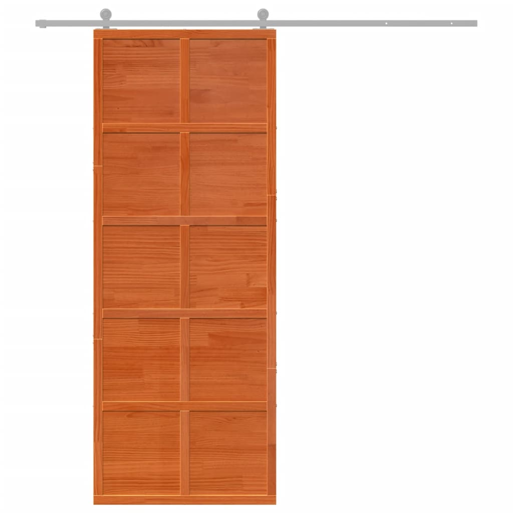 Porta del Granaio Marrone 80x208 cm in Legno Massello di Pino 850646