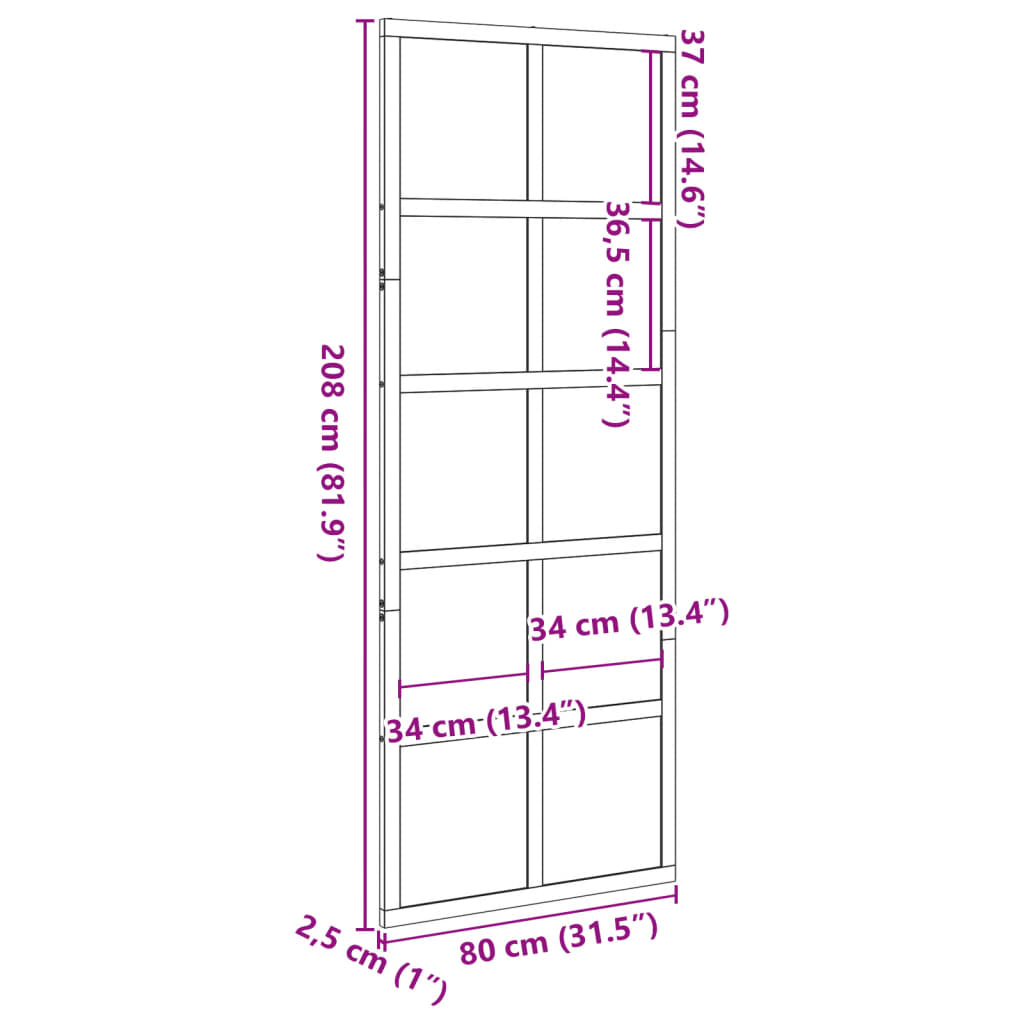 Porta del Granaio Marrone 80x208 cm in Legno Massello di Pino 850646