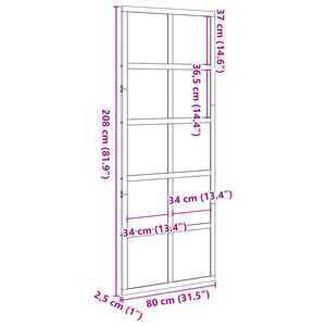 Porta del Granaio Marrone 80x208 cm in Legno Massello di Pino 850646