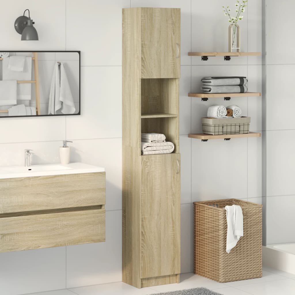 Mobile da Bagno Rovere Marrone 32x25,5x190 cm Legno Multistrato 849606