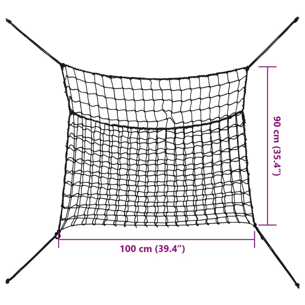 Reti da Fieno 2pz Rettangolari Neri 100x90 cm in PP 4012304