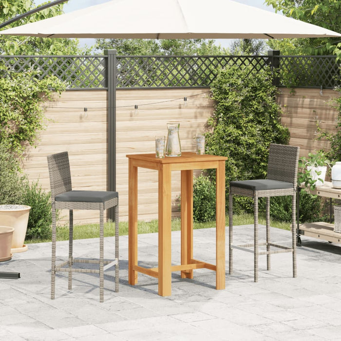 Set Bar da Giardino 3 pz Grigio in Legno Acacia e Polyrattan 3295263