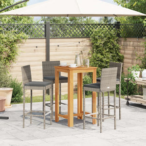 Set Bar Giardino 5pz Grigio Legno Massello Acacia e Polyrattan 3295265