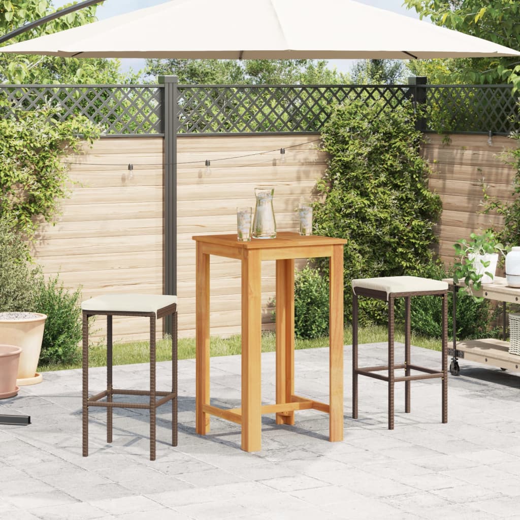 Set Bar da Giardino 3 pz Marrone in Legno Acacia e Polyrattan 3295266