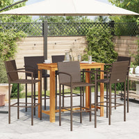 Set Bar Giardino 7pz Marrone Legno Massello Acacia e Polyrattan 3295291