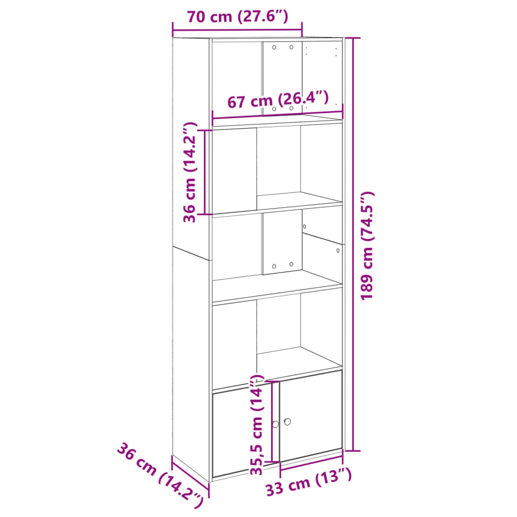 Libreria Bianca 70x36x189 cm in Legno Multistrato 3295317