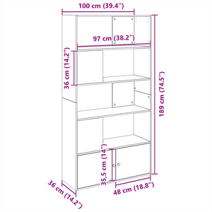 Libreria Grigio Cemento 100x36x189 cm in Legno Multistrato 3295327