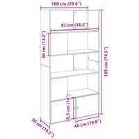 Libreria Grigio Sonoma 100x36x189 cm in Legno Multistrato 3295329