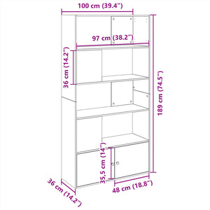 Libreria Grigio Sonoma 100x36x189 cm in Legno Multistrato 3295329