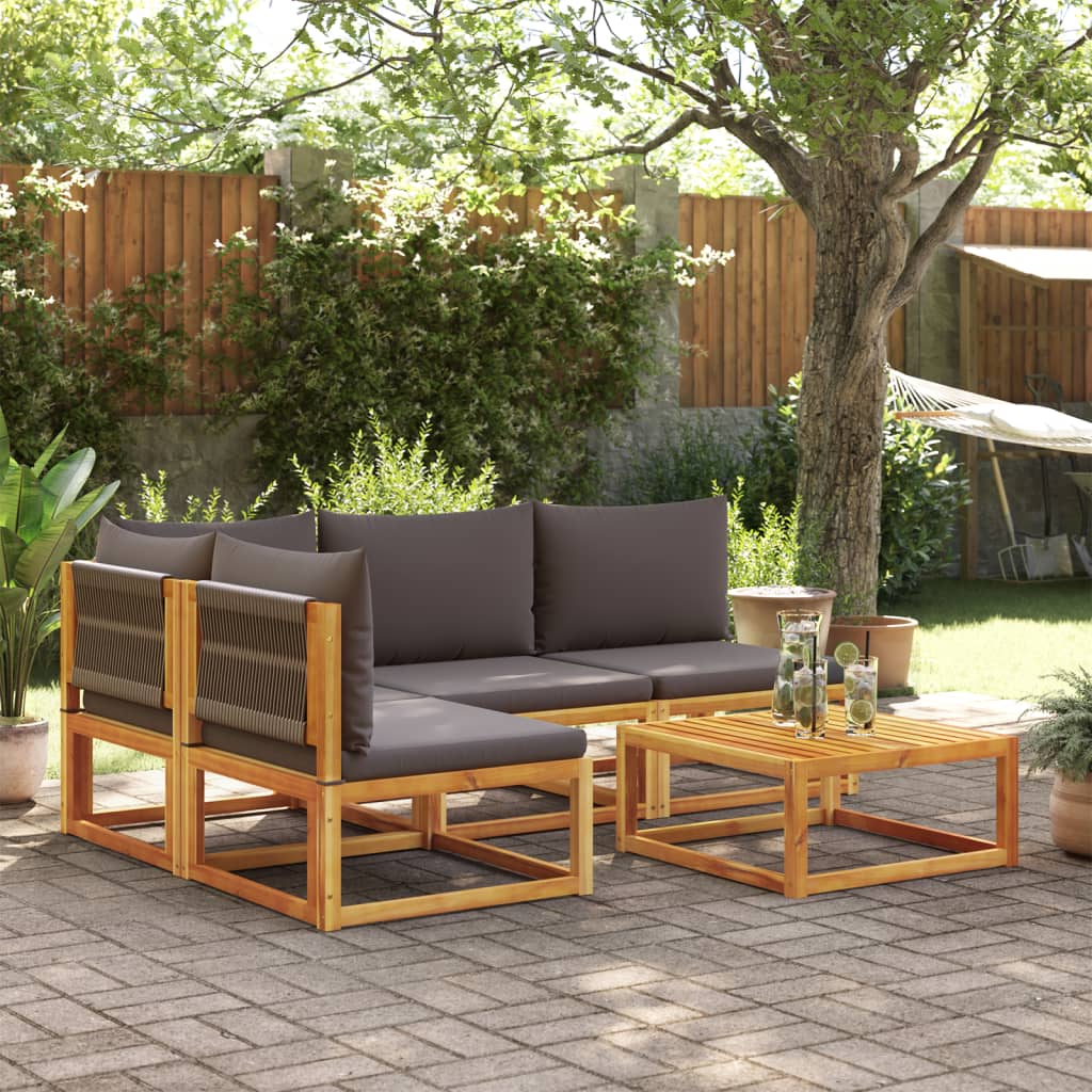 Set Divano da Giardino 5 pz con Cuscini Legno Massello Acacia 3278842