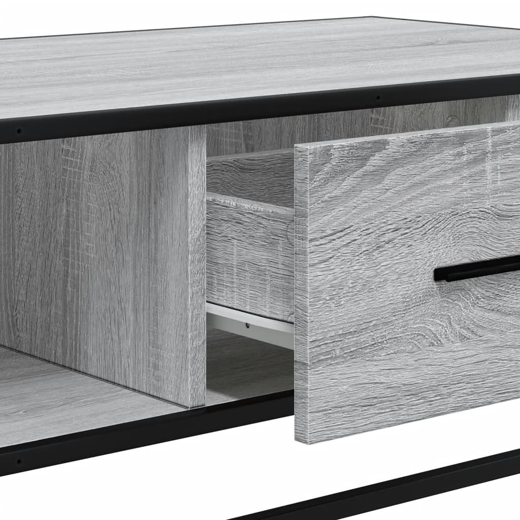 Tavolino Grigio Sonoma 100x57x35 cm Legno Multistrato e Metallo 848762