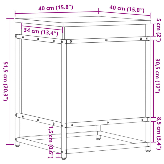 Contenitore con Coperchio Nero 40x40x51,5 cm in Truciolato 848789