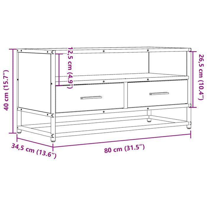 Mobile TV Rovere Sonoma 80x34,5x40 cm Legno Multistrato Metallo 848810