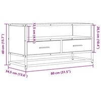 Mobile TV Rovere Fumo 80x34,5x40 cm Legno Multistrato e Metallo 848811