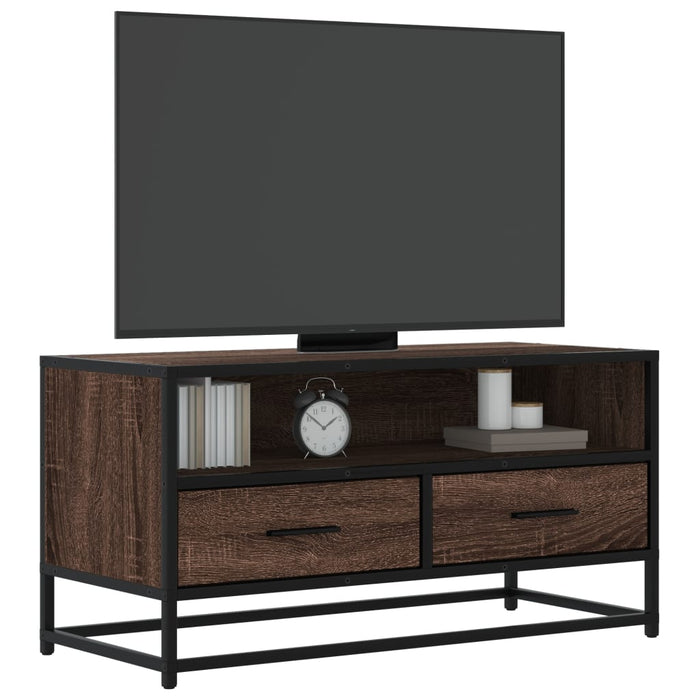 Mobile TV Rovere Marrone 80x34,5x40cm Legno Multistrato Metallo 848813