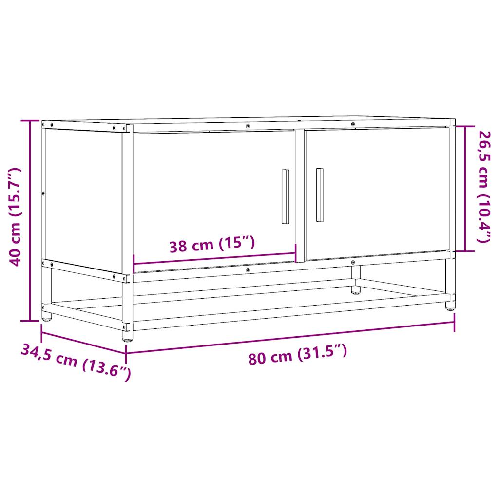 Mobile TV Nero 80x34,5x40 cm in Truciolato e Metallo 848824