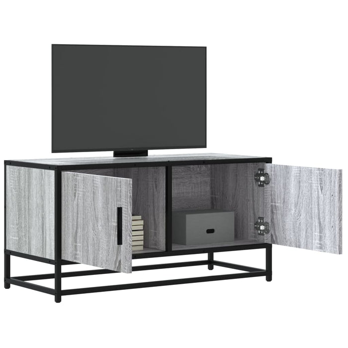 Mobile TV Grigio Sonoma 80x34,5x40 cm Legno Multistrato Metallo 848827